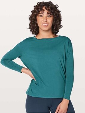 Lululemon Back In Action Long Sleeve Desert Teal Green Blue 4